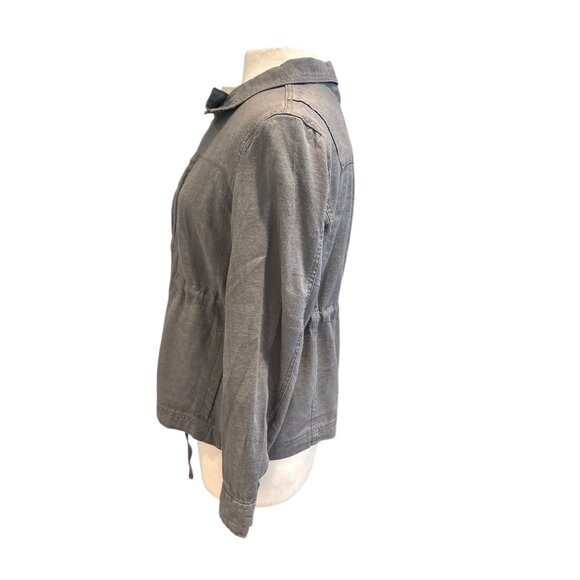 Supplies Womens Gray Zip-Up Jacket With Stand Collar Adjustable Drawstring Waist - Picture 3 of 10